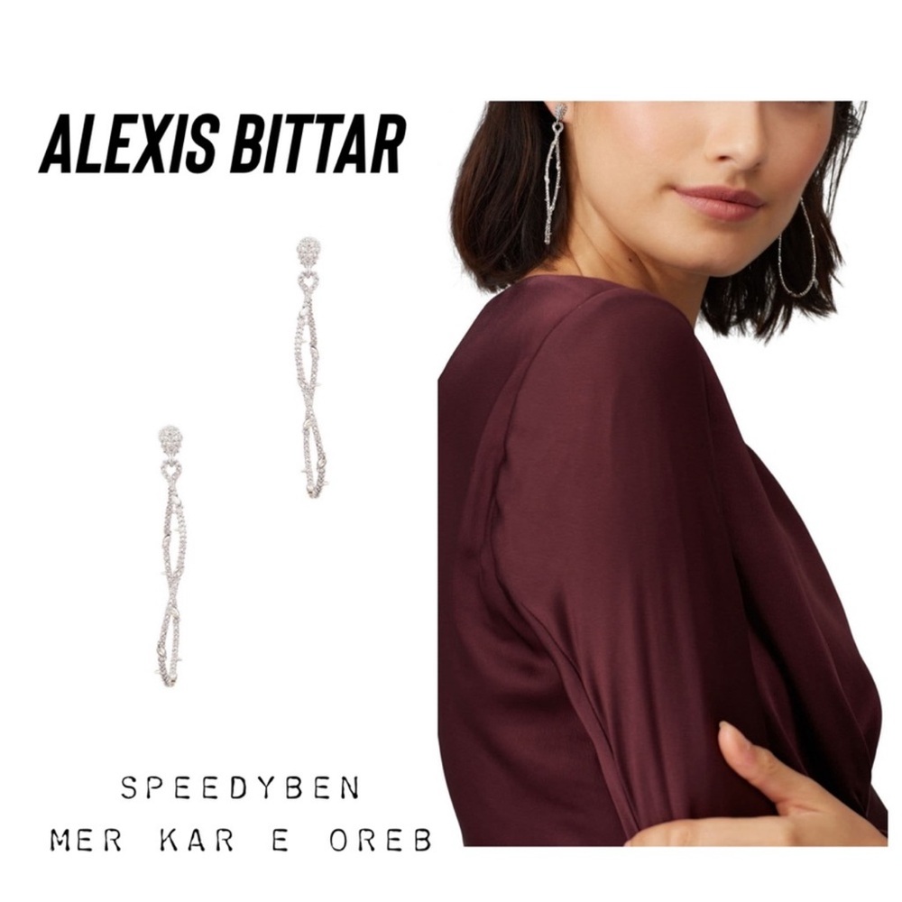 ALEXIS BITTAR Twisted Linear Pave Crystal Earrings
